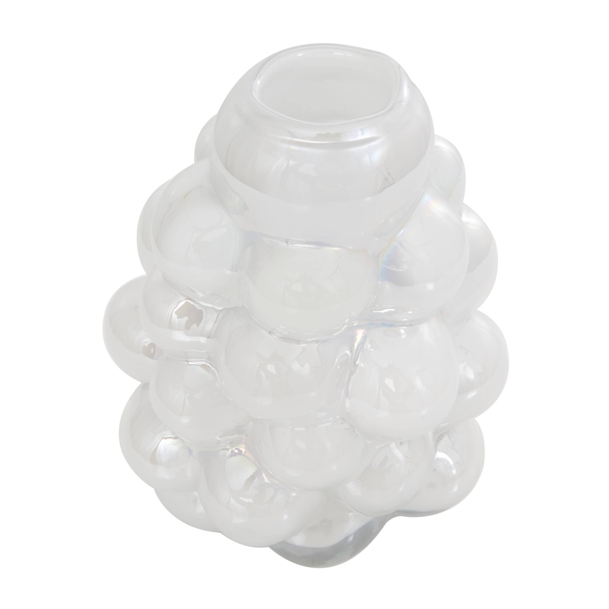 12" Clear Abstract Handmade Bubble Glass Vase
